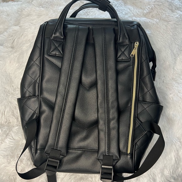 Anello Japan Made Quilting PU Faux Leather Hinged Clasp Unisex Backpack Rucksack - Picture 3 of 5